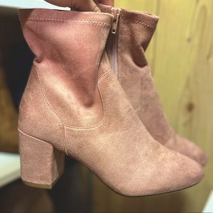 Stylish Pink Suede Booties size 7